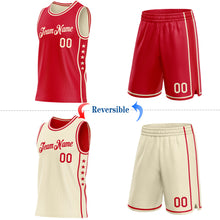 Laden Sie das Bild in den Galerie-Viewer, Custom Reversible Red Cream Double Side Star Sublimation Basketball Suit Jersey
