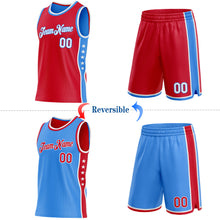 Laden Sie das Bild in den Galerie-Viewer, Custom Reversible Red White-Powder Blue Double Side Star Sublimation Basketball Suit Jersey
