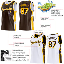 Загрузить изображение в средство просмотра галереи, Custom Reversible Brown Gold-White Double Side Star Sublimation Basketball Suit Jersey
