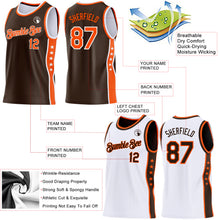 Charger l'image dans la galerie, Custom Reversible Brown Orange-White Double Side Star Sublimation Basketball Suit Jersey
