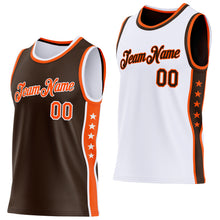 Charger l'image dans la galerie, Custom Reversible Brown Orange-White Double Side Star Sublimation Basketball Suit Jersey
