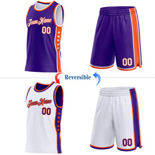 Load image into Gallery viewer, Custom Reversible Purple White-Orange Double Side Star Sublimation Basketball Suit Jersey
