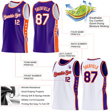 Load image into Gallery viewer, Custom Reversible Purple White-Orange Double Side Star Sublimation Basketball Suit Jersey
