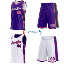 Charger l'image dans la galerie, Custom Reversible Purple Pink White-Black Double Side Star Sublimation Basketball Suit Jersey
