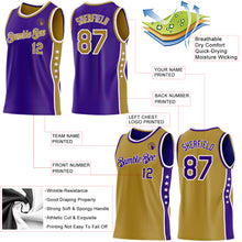 Charger l'image dans la galerie, Custom Reversible Purple Old Gold-White Double Side Star Sublimation Basketball Suit Jersey
