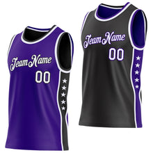 Load image into Gallery viewer, Custom Reversible Purple White-Black Double Side Star Sublimation Basketball Suit Jersey
