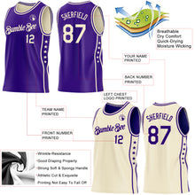 Load image into Gallery viewer, Custom Reversible Purple Cream Double Side Star Sublimation Basketball Suit Jersey
