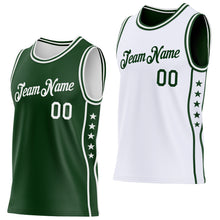 Load image into Gallery viewer, Custom Reversible Green White Double Side Star Sublimation Basketball Suit Jersey

