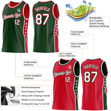Загрузить изображение в средство просмотра галереи, Custom Reversible Green White-Red Double Side Star Sublimation Basketball Suit Jersey

