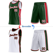 Загрузить изображение в средство просмотра галереи, Custom Reversible Green White-Red Double Side Star Sublimation Basketball Suit Jersey
