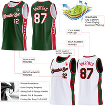 Загрузить изображение в средство просмотра галереи, Custom Reversible Green White-Red Double Side Star Sublimation Basketball Suit Jersey
