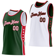 Загрузить изображение в средство просмотра галереи, Custom Reversible Green White-Red Double Side Star Sublimation Basketball Suit Jersey
