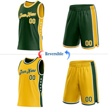 Laden Sie das Bild in den Galerie-Viewer, Custom Reversible Green Gold-White Double Side Star Sublimation Basketball Suit Jersey
