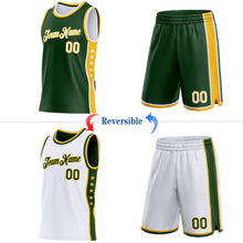 Laden Sie das Bild in den Galerie-Viewer, Custom Reversible Green White-Gold Double Side Star Sublimation Basketball Suit Jersey
