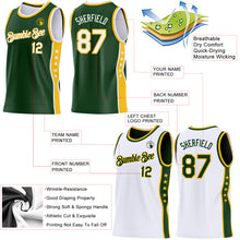 Laden Sie das Bild in den Galerie-Viewer, Custom Reversible Green White-Gold Double Side Star Sublimation Basketball Suit Jersey
