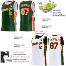 Laden Sie das Bild in den Galerie-Viewer, Custom Reversible Green Orange-White Double Side Star Sublimation Basketball Suit Jersey

