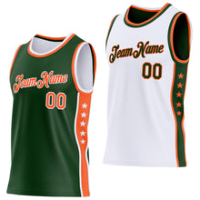 Laden Sie das Bild in den Galerie-Viewer, Custom Reversible Green Orange-White Double Side Star Sublimation Basketball Suit Jersey
