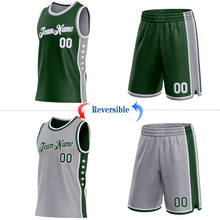 Загрузить изображение в средство просмотра галереи, Custom Reversible Green White-Gray Double Side Star Sublimation Basketball Suit Jersey
