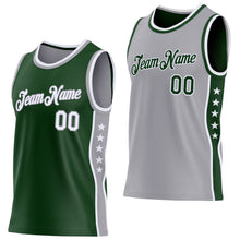 Загрузить изображение в средство просмотра галереи, Custom Reversible Green White-Gray Double Side Star Sublimation Basketball Suit Jersey

