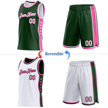 Загрузить изображение в средство просмотра галереи, Custom Reversible Green White-Pink Double Side Star Sublimation Basketball Suit Jersey
