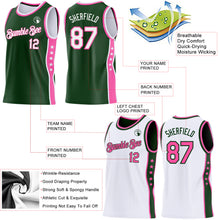 Загрузить изображение в средство просмотра галереи, Custom Reversible Green White-Pink Double Side Star Sublimation Basketball Suit Jersey
