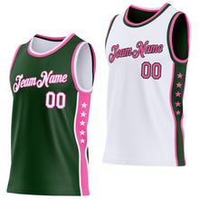Загрузить изображение в средство просмотра галереи, Custom Reversible Green White-Pink Double Side Star Sublimation Basketball Suit Jersey
