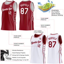 Загрузить изображение в средство просмотра галереи, Custom Reversible Crimson White Double Side Star Sublimation Basketball Suit Jersey
