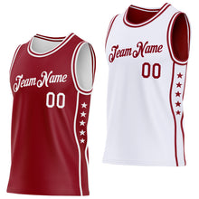 Загрузить изображение в средство просмотра галереи, Custom Reversible Crimson White Double Side Star Sublimation Basketball Suit Jersey
