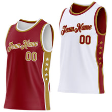 Load image into Gallery viewer, Custom Reversible Crimson Old Gold-White Double Side Star Sublimation Basketball Suit Jersey

