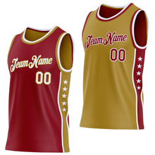 Load image into Gallery viewer, Custom Reversible Crimson White-Old Gold Double Side Star Sublimation Basketball Suit Jersey
