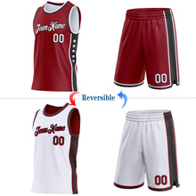 Charger l'image dans la galerie, Custom Reversible Crimson White-Black Double Side Star Sublimation Basketball Suit Jersey
