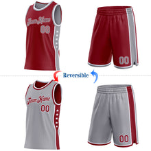 Charger l'image dans la galerie, Custom Reversible Crimson Gray-White Double Side Star Sublimation Basketball Suit Jersey
