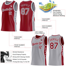 Charger l'image dans la galerie, Custom Reversible Crimson Gray-White Double Side Star Sublimation Basketball Suit Jersey
