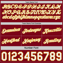 Load image into Gallery viewer, Custom Reversible Crimson White-Gold Double Side Star Sublimation Basketball Suit Jersey
