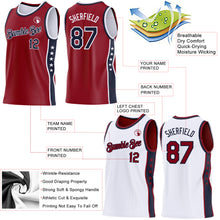 Charger l'image dans la galerie, Custom Reversible Crimson Navy-White Double Side Star Sublimation Basketball Suit Jersey
