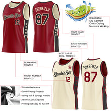 Laden Sie das Bild in den Galerie-Viewer, Custom Reversible Crimson Black-Cream Double Side Star Sublimation Basketball Suit Jersey
