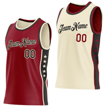 Laden Sie das Bild in den Galerie-Viewer, Custom Reversible Crimson Black-Cream Double Side Star Sublimation Basketball Suit Jersey
