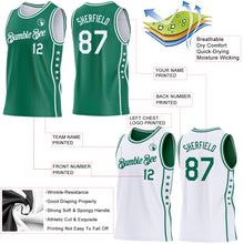 Load image into Gallery viewer, Custom Reversible Kelly Green White Double Side Star Sublimation Basketball Suit Jersey
