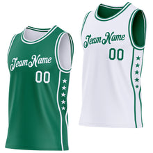 Load image into Gallery viewer, Custom Reversible Kelly Green White Double Side Star Sublimation Basketball Suit Jersey
