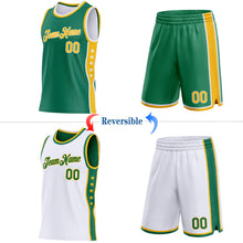 Load image into Gallery viewer, Custom Reversible Kelly Green Gold-White Double Side Star Sublimation Basketball Suit Jersey
