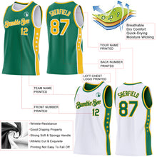 Load image into Gallery viewer, Custom Reversible Kelly Green Gold-White Double Side Star Sublimation Basketball Suit Jersey
