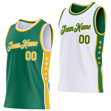 Load image into Gallery viewer, Custom Reversible Kelly Green Gold-White Double Side Star Sublimation Basketball Suit Jersey

