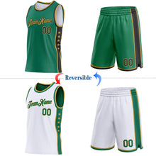 Laden Sie das Bild in den Galerie-Viewer, Custom Reversible Kelly Green Black-Old Gold Double Side Star Sublimation Basketball Suit Jersey
