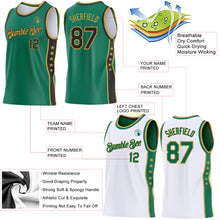 Laden Sie das Bild in den Galerie-Viewer, Custom Reversible Kelly Green Black-Old Gold Double Side Star Sublimation Basketball Suit Jersey
