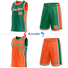 Charger l'image dans la galerie, Custom Reversible Kelly Green Orange-White Double Side Star Sublimation Basketball Suit Jersey
