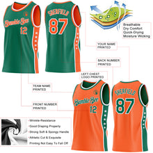 Charger l'image dans la galerie, Custom Reversible Kelly Green Orange-White Double Side Star Sublimation Basketball Suit Jersey
