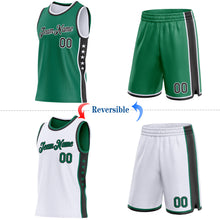 Laden Sie das Bild in den Galerie-Viewer, Custom Reversible Kelly Green Black-White Double Side Star Sublimation Basketball Suit Jersey
