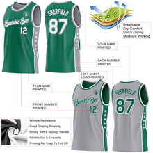 Laden Sie das Bild in den Galerie-Viewer, Custom Reversible Kelly Green White-Gray Double Side Star Sublimation Basketball Suit Jersey
