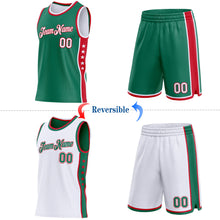Laden Sie das Bild in den Galerie-Viewer, Custom Reversible Kelly Green White-Red Double Side Star Sublimation Basketball Suit Jersey
