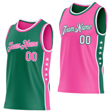 Load image into Gallery viewer, Custom Reversible Kelly Green Pink-White Double Side Star Sublimation Basketball Suit Jersey
